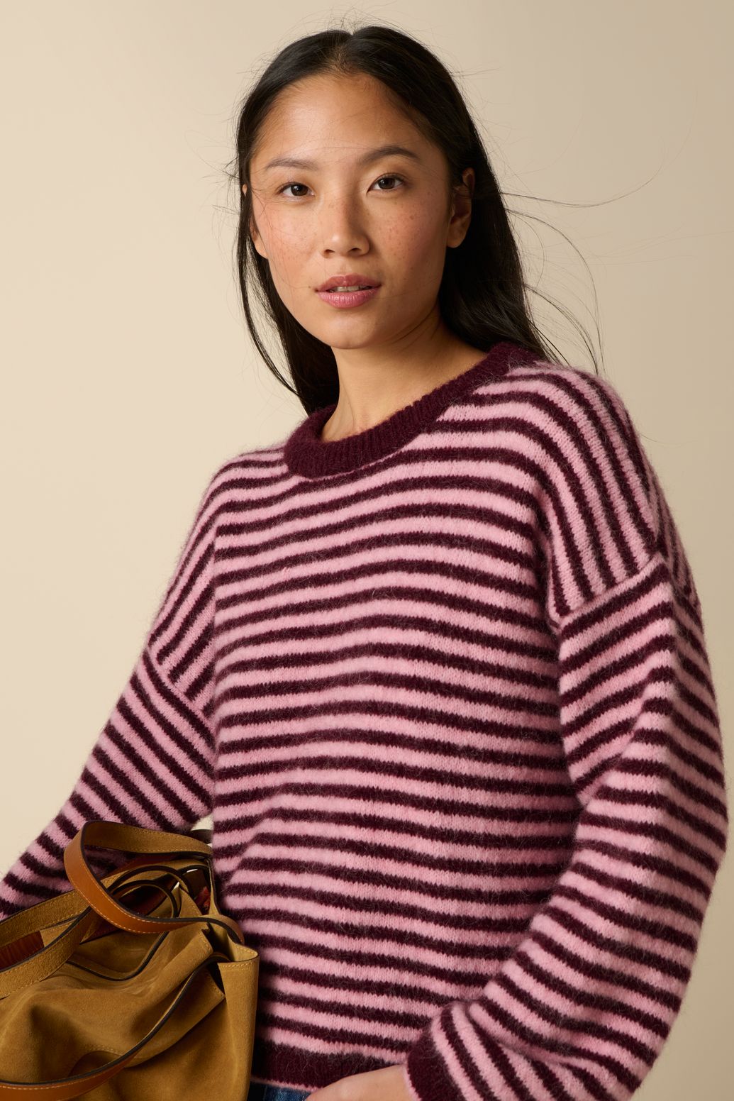 Pull rayé - rouge foncé