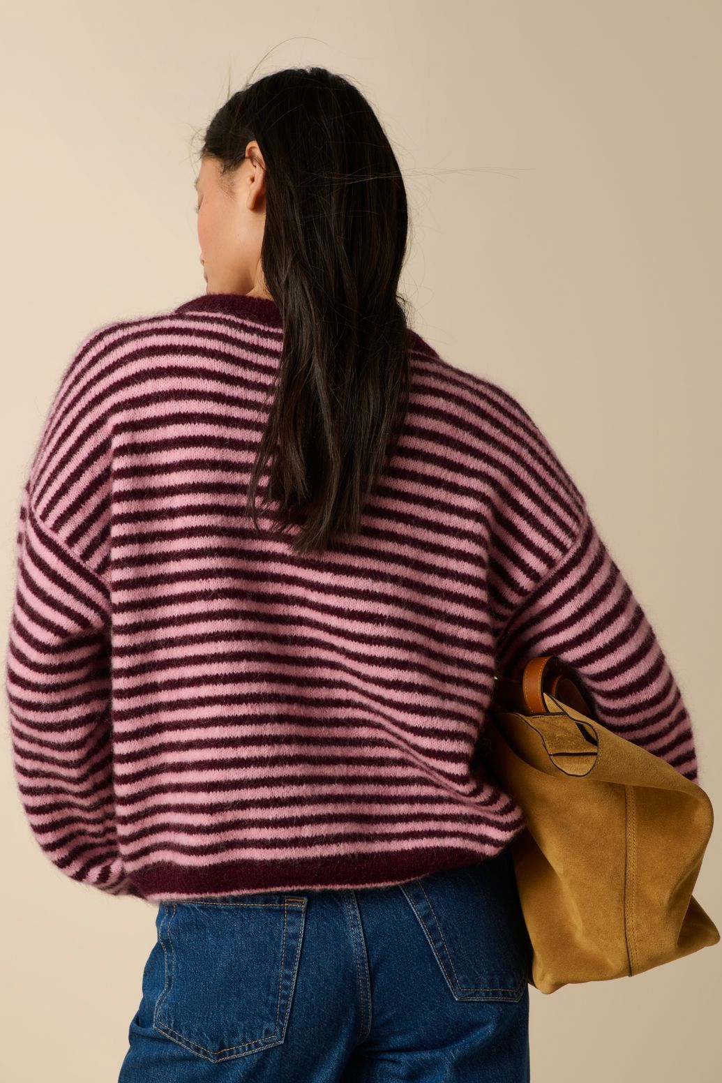 Pull rayé - rouge foncé