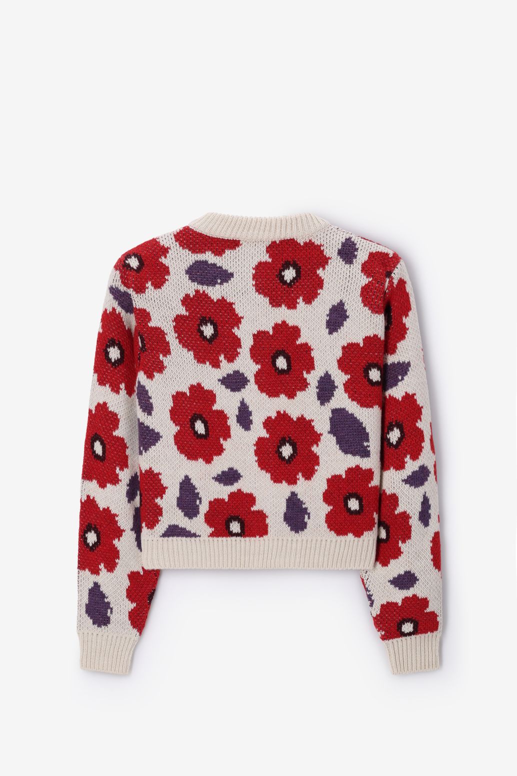 Wit gebreid vest met bloemenprint