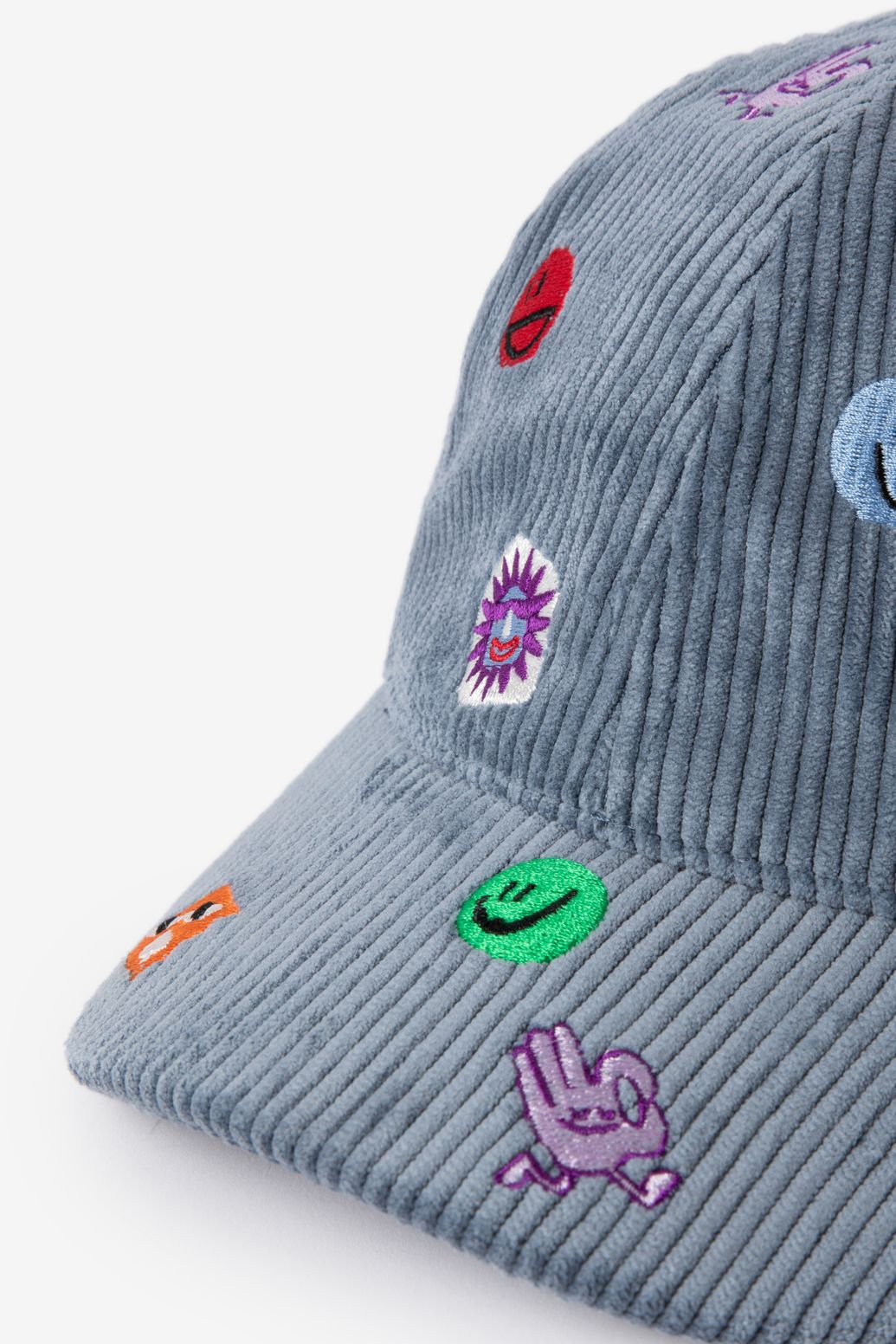 Casquette en velours côtelé avec broderies - bleu