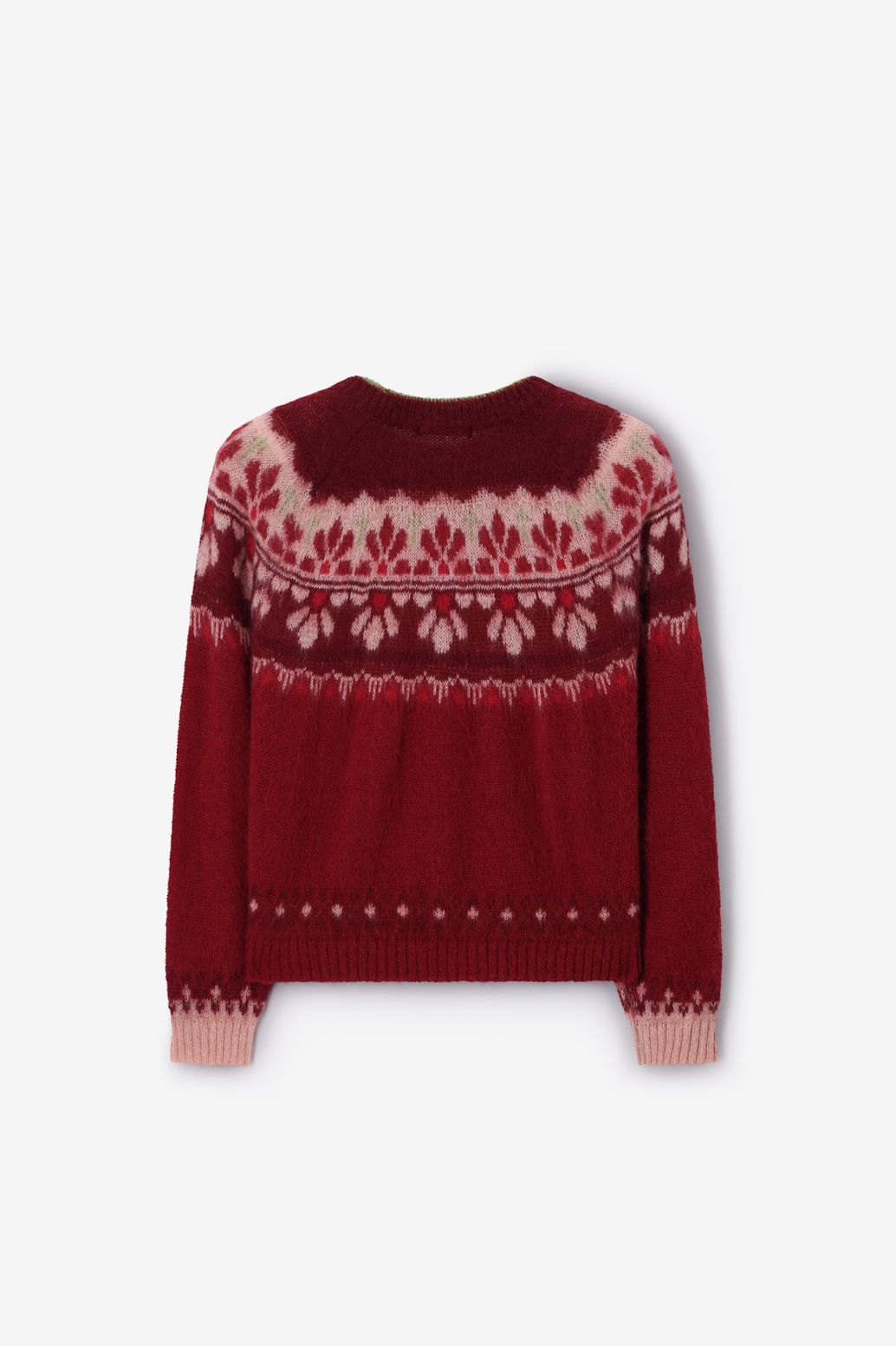 Rode gebreide trui met jacquard dessin