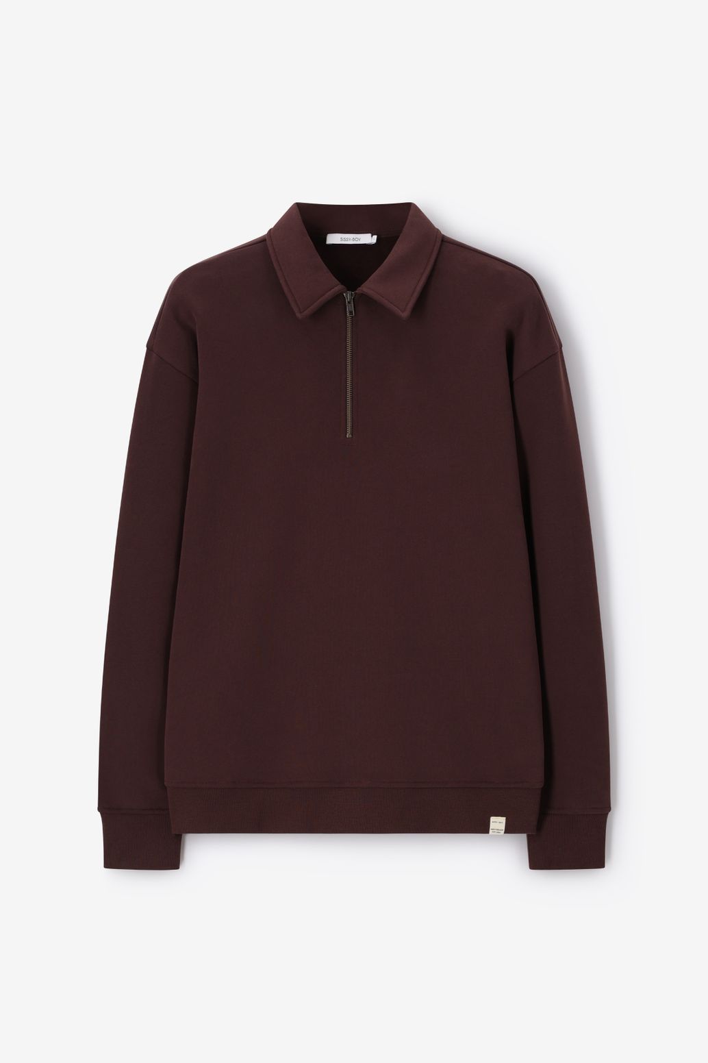 Pull avec col et fermeture éclair - marron foncé