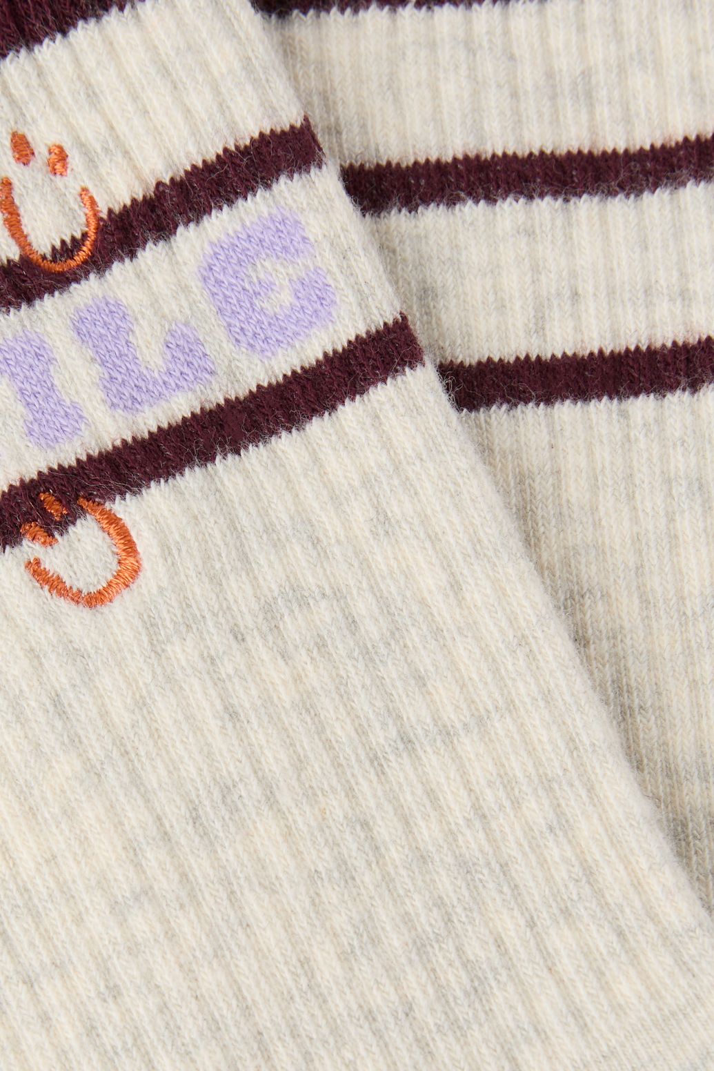 Grijze sokken met smile embroidery