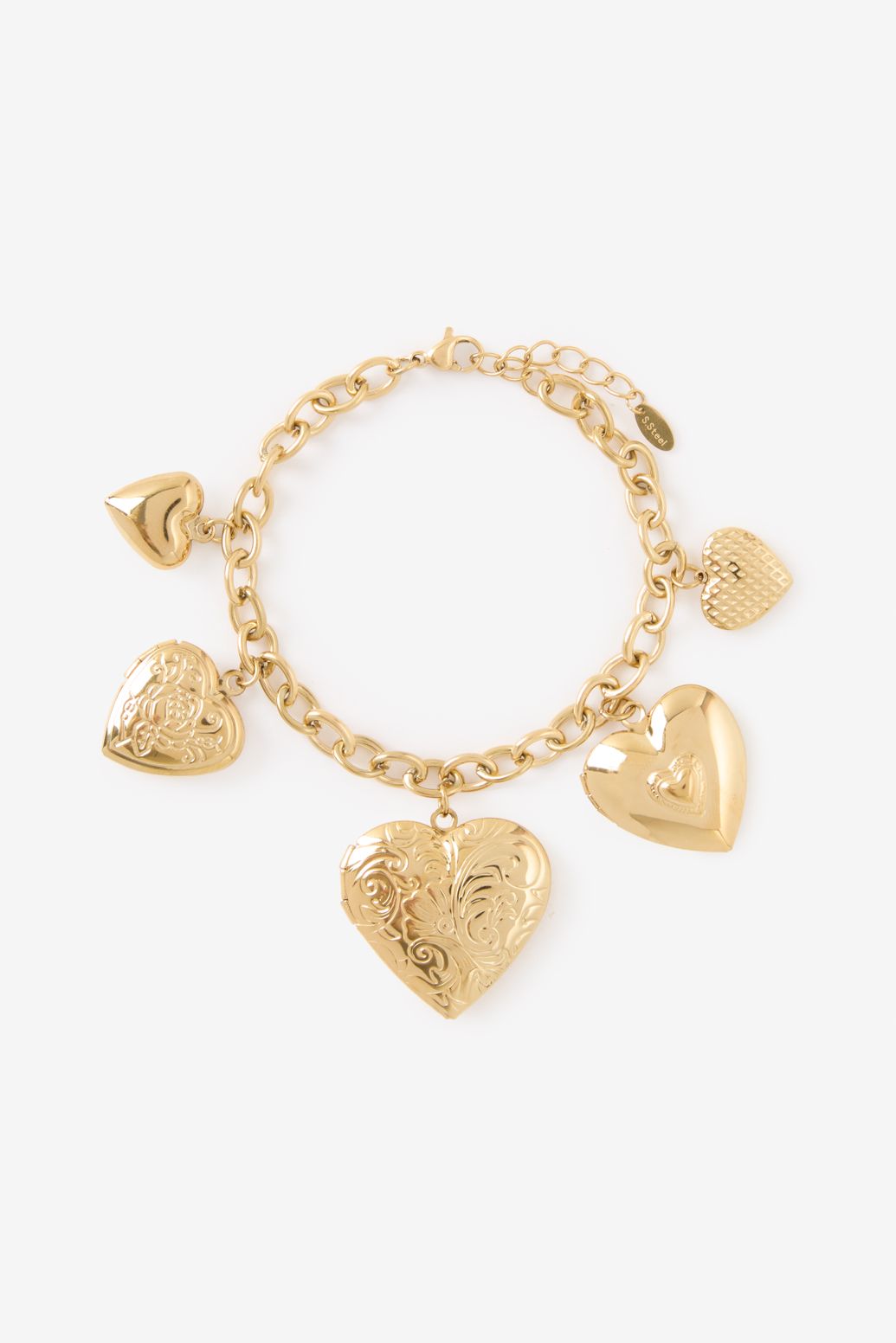 Gold plated armband met harten