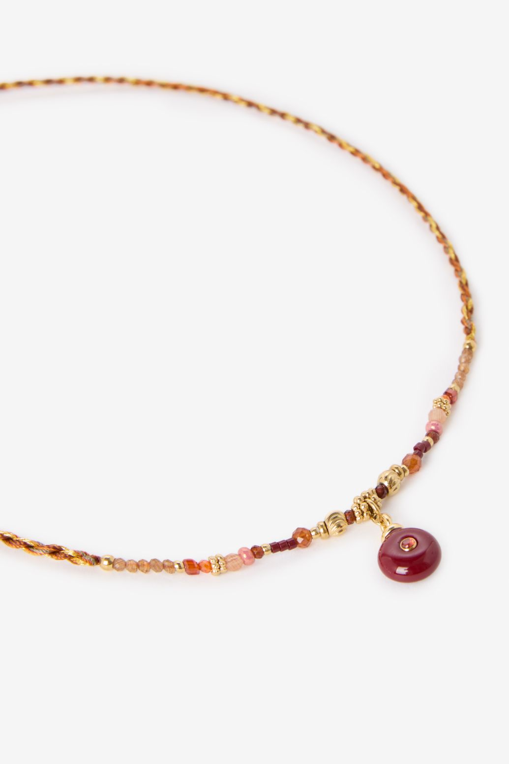 Rode ketting met steentjes