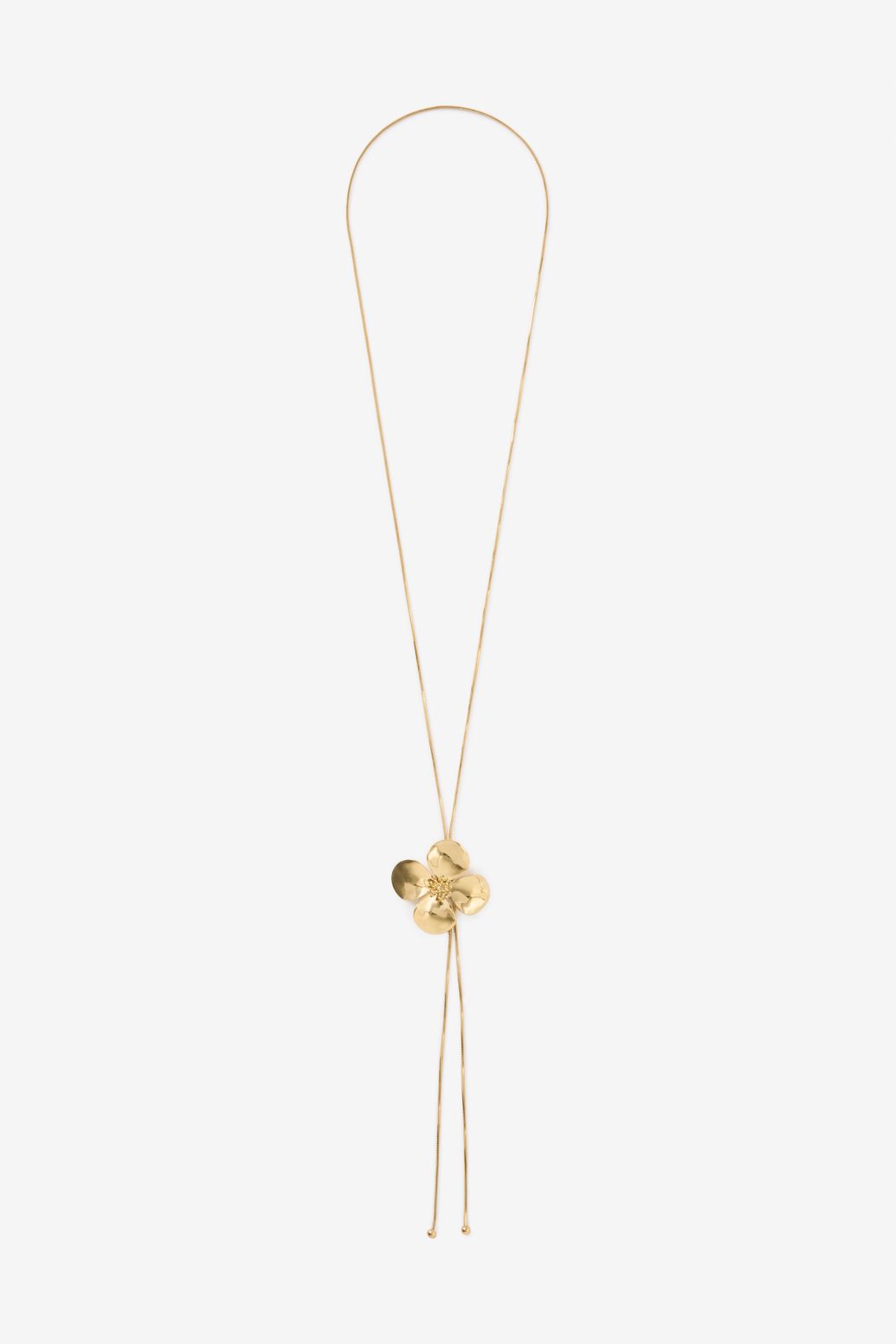 Gold plated lange ketting met bloem