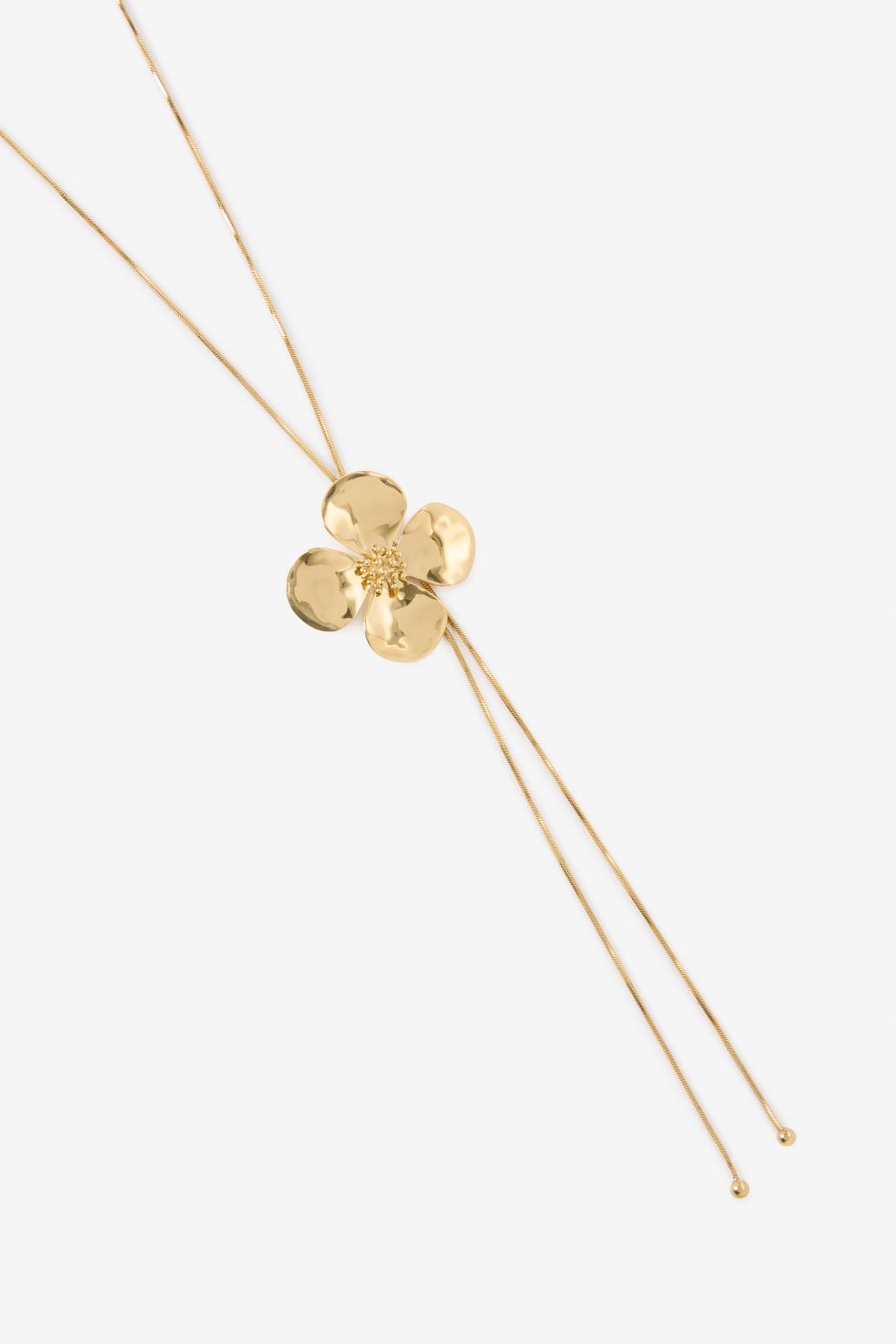 Gold plated lange ketting met bloem