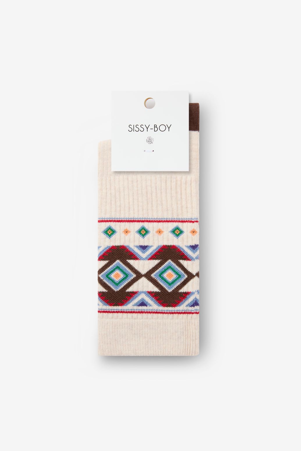 Beige sokken met geometrisch patroon