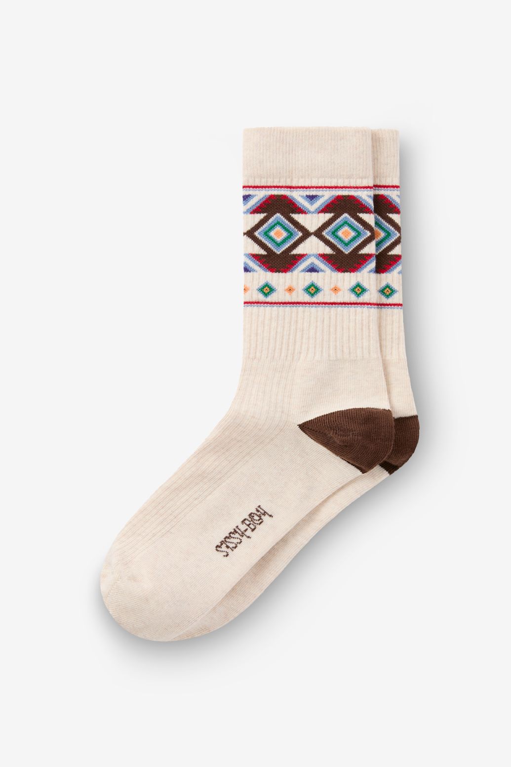 Beige sokken met geometrisch patroon