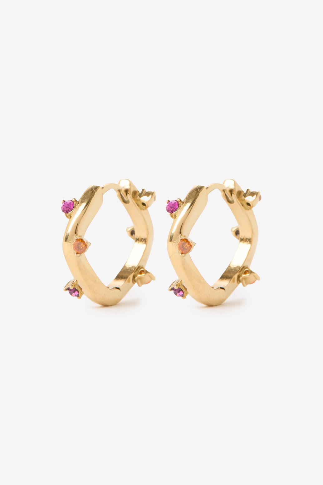 Gold-plated Creolen mit farbigen Steinen