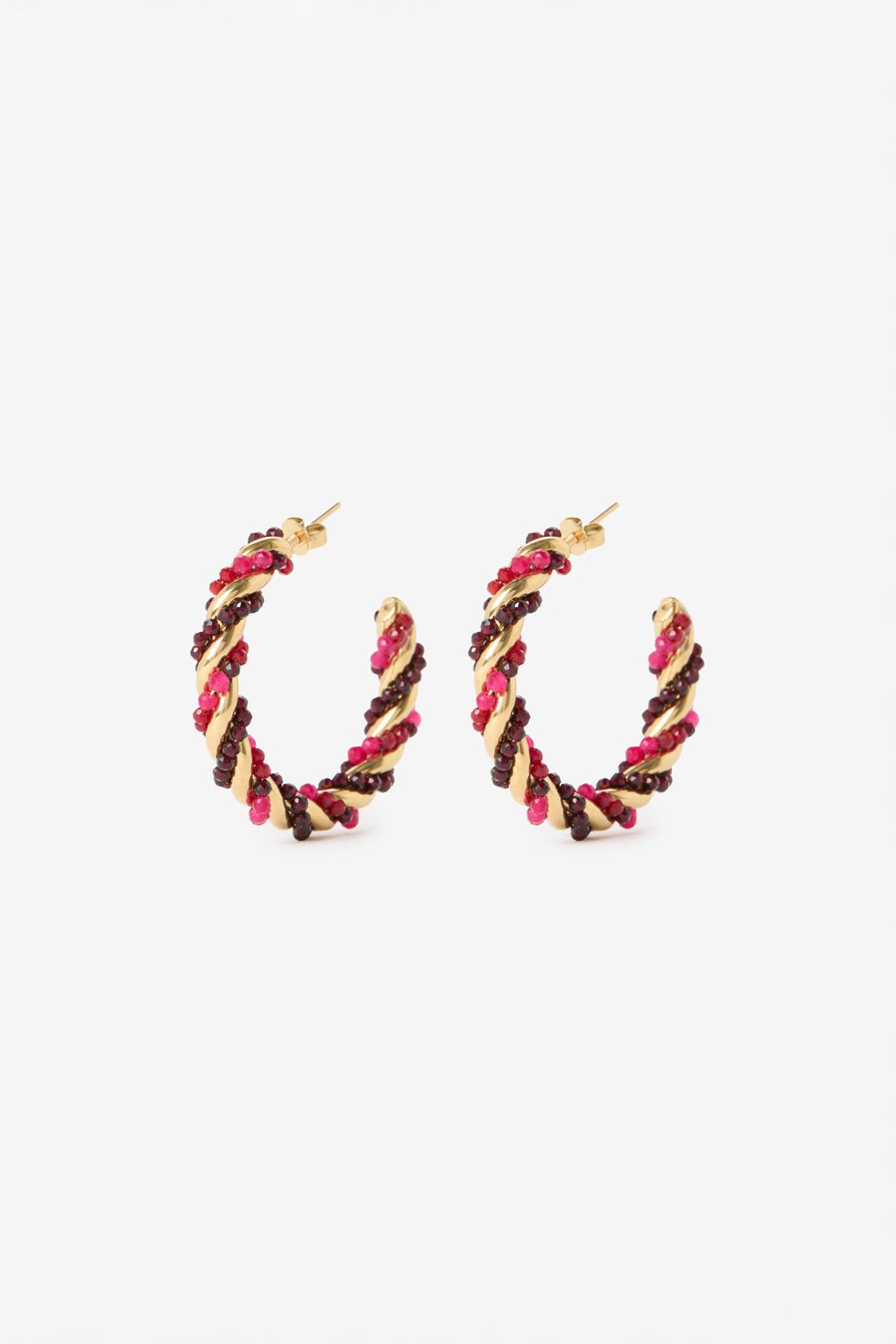 Gold plated oorbellen met twisted hoops