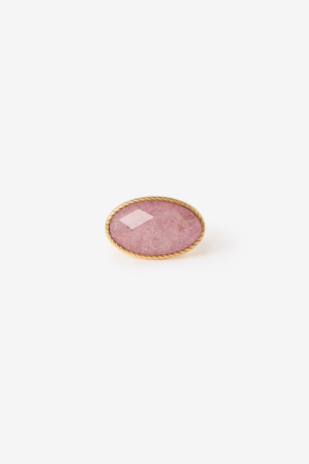 Gold-plated Ring mit ovalem rosafarbenem Stein
