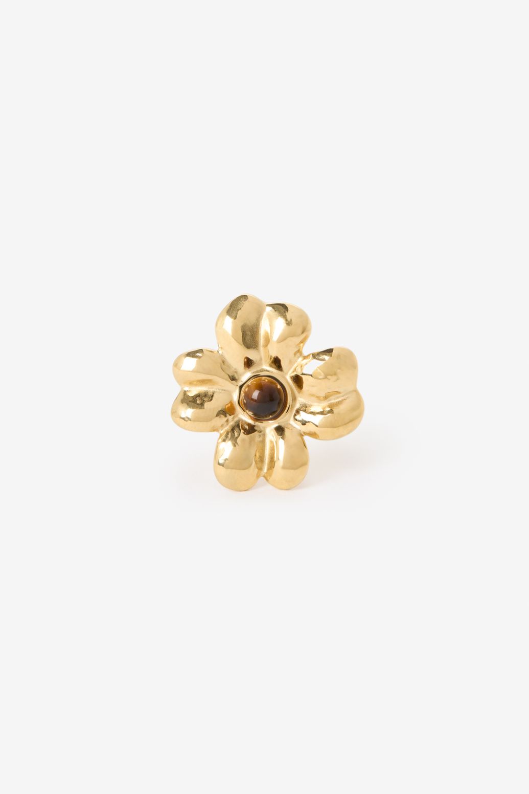 Gold plated ring met bloem