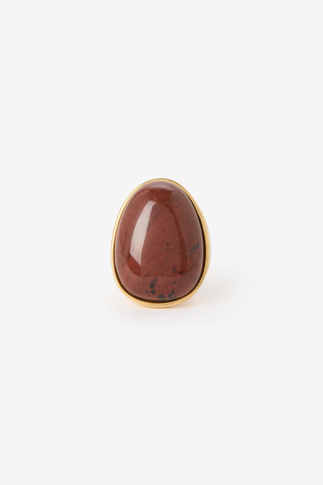 Gold-plated Ring mit großem braunen Stein