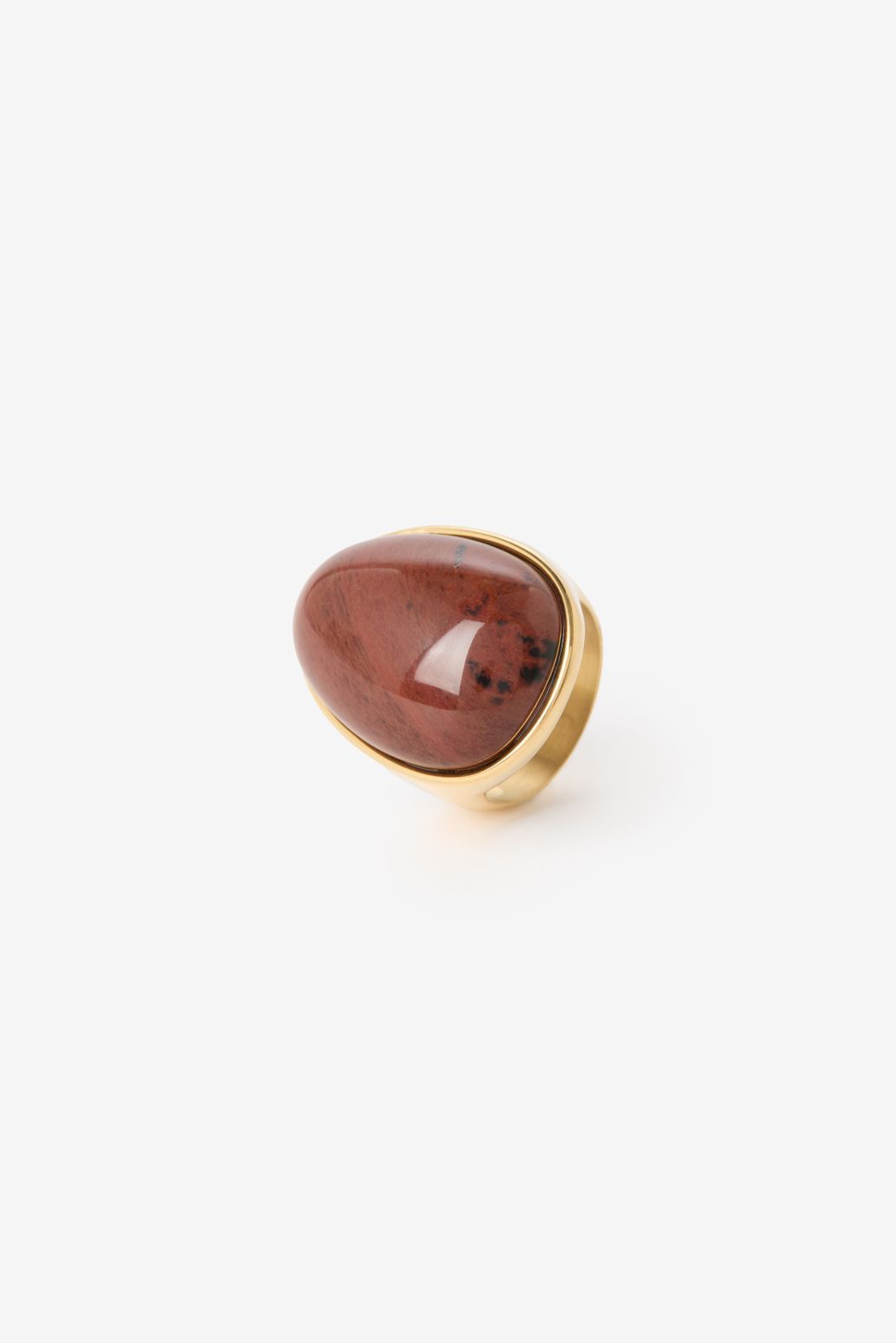 Gold-plated Ring mit großem braunen Stein