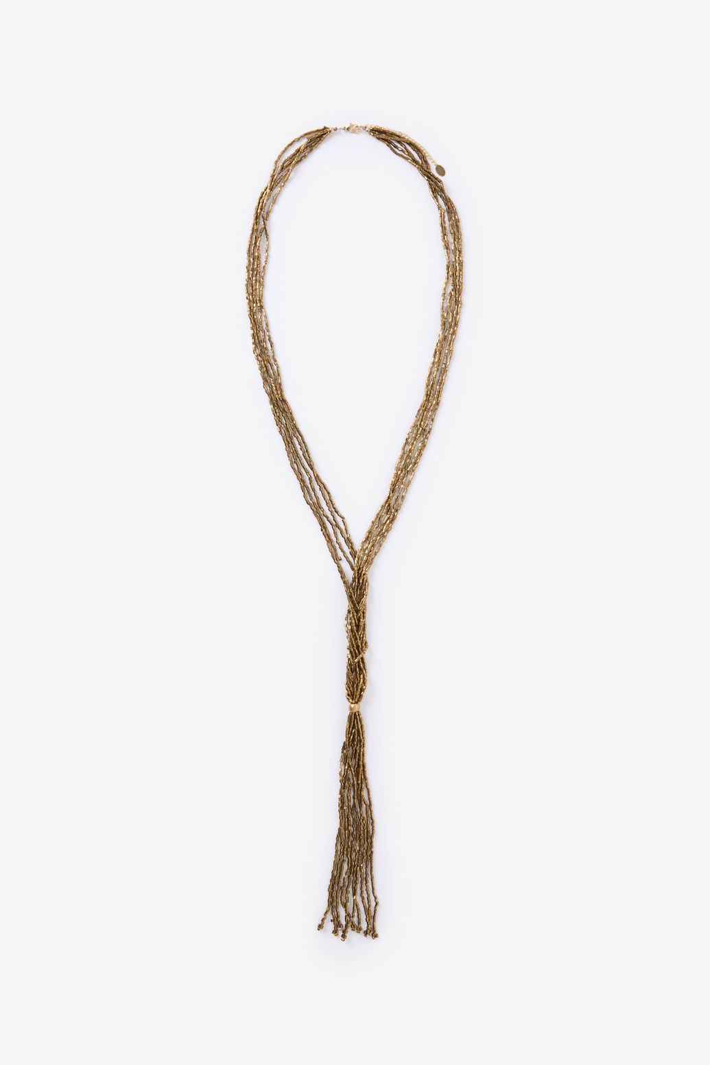 Goudkleurige lange kralenketting