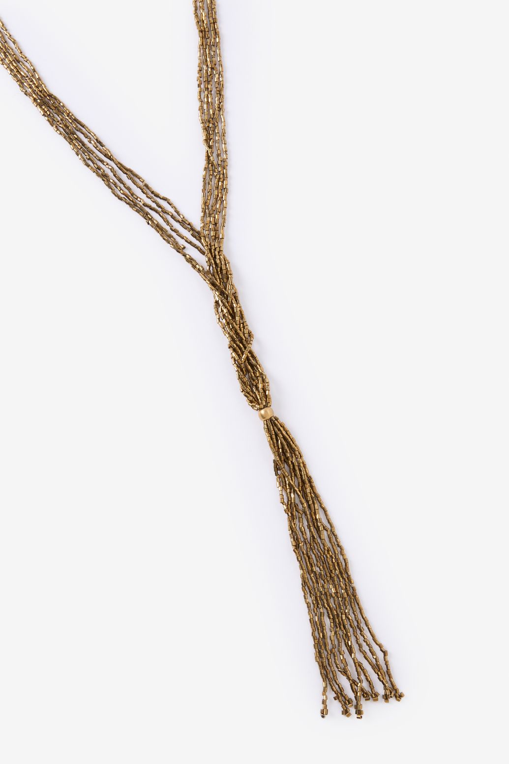 Goudkleurige lange kralenketting