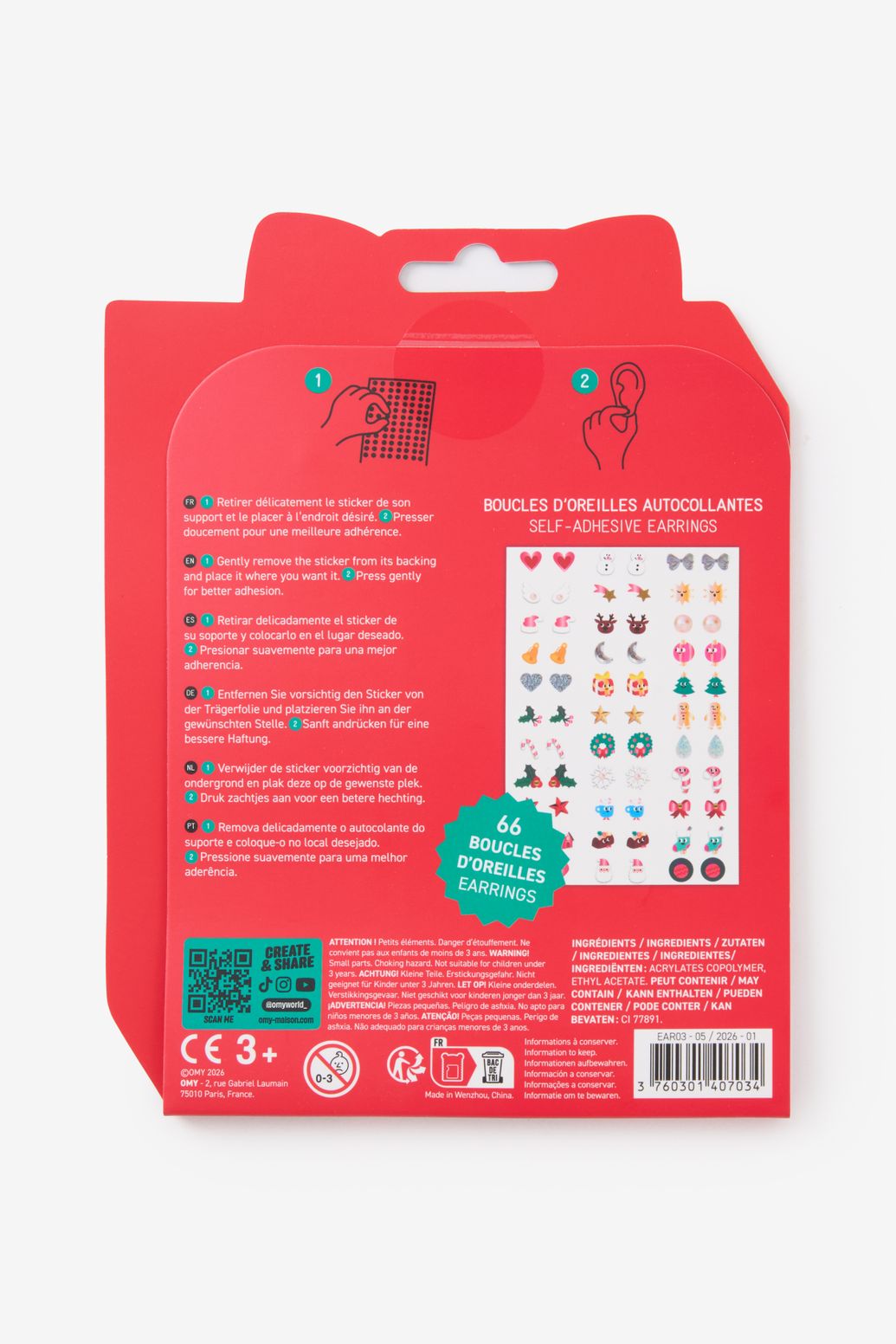 OMY kerst oorbellen stickers